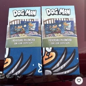 Blue Reversible Pillowcase dog man lot of 2